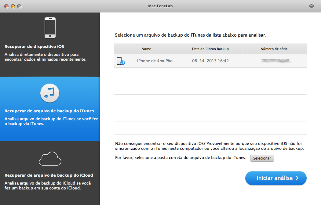 Restaurar dados perdidos de iPhone
