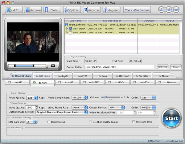 WinX HD Video Converter para Mac