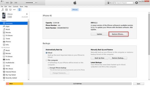 Use o iTunes para desbloquear seu iPhone