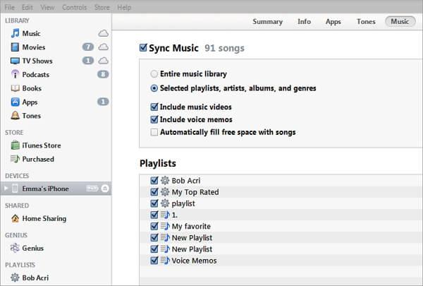 Como sincronizar playlists no iTunes 11