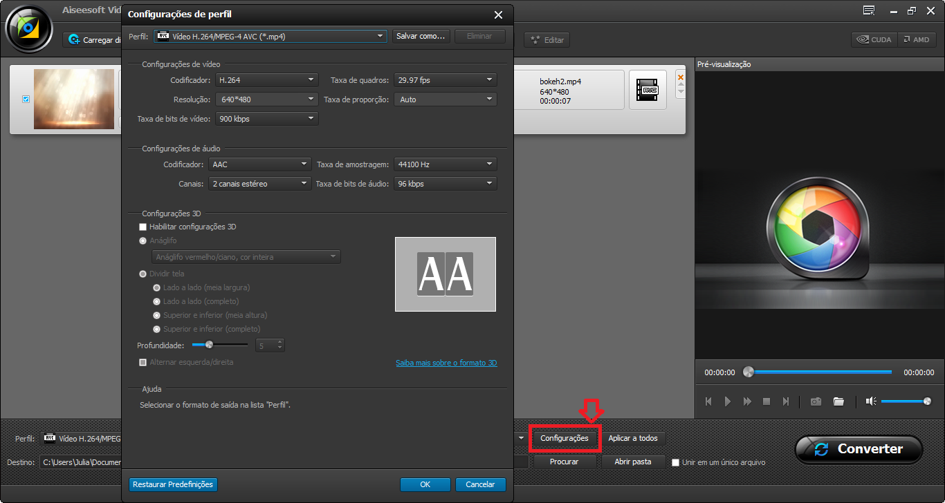 Editar o vídeo MP4 antes de fazer a conversão