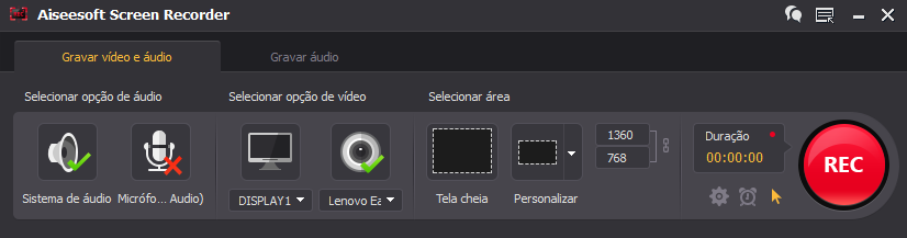 Interface Aiseesoft Screen Recorder